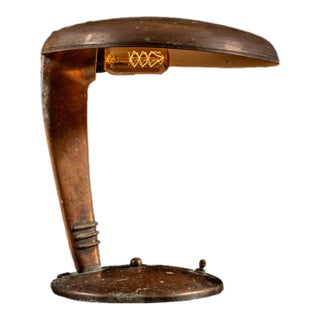 1940s Art Deco Faries Manufacturing Co. Brass “Cobra” Desk Lamp For Sale