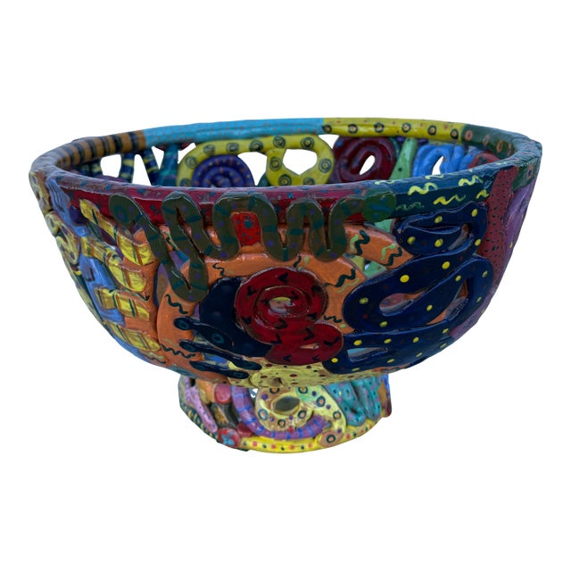 Post Modern Glazed Ceramic Bowl For Sale