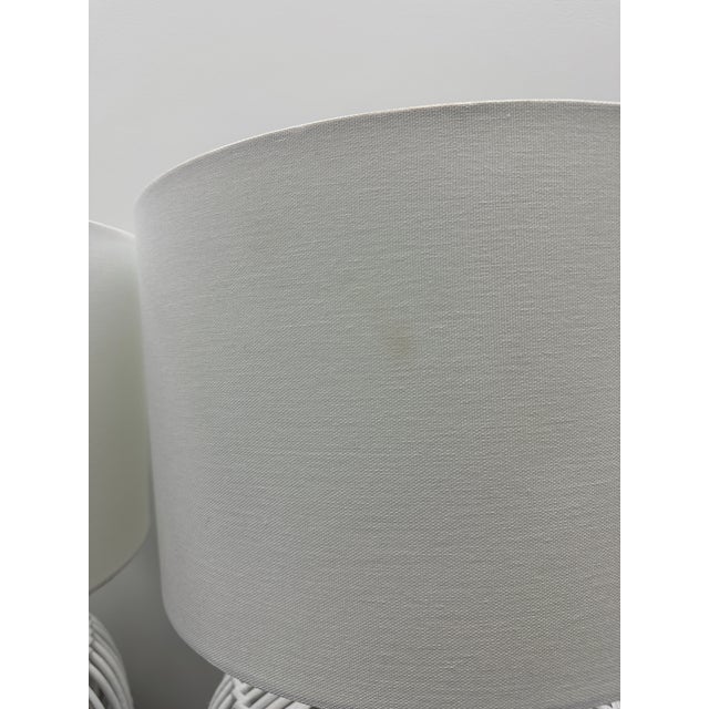 Lauren by Ralph Lauren White Rattan Table Lamps With White Shades - a Pair For Sale - Image 11 of 11