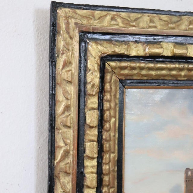 M.G., Landscape with Castle, 18th Century, Oil Painting on Canvas, Framed For Sale - Image 6 of 18