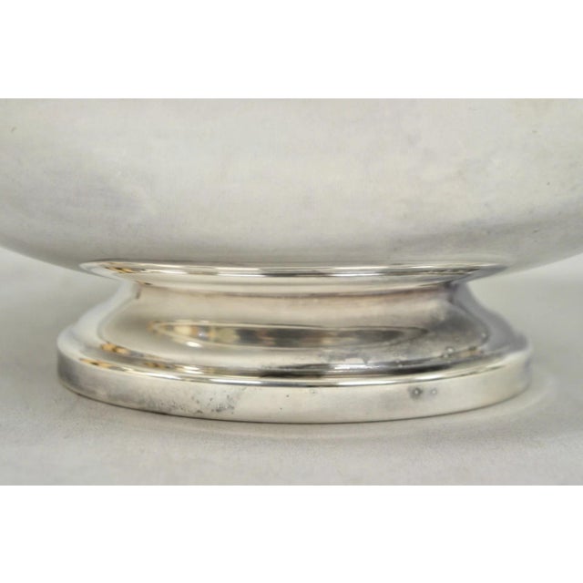 Mid 20th Century Vintage Wallace 9100 Modern Green Enamel Silver Plated Oval Serving Fruit Bowl For Sale - Image 5 of 9