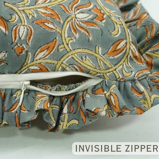 Not Yet Made - Made To Order Artisan Frill Pillow Cover Classic Ruffled Decorative Cushion for Home Styling- 22x22 Inch Kamal Dutta For Sale - Image 5 of 6