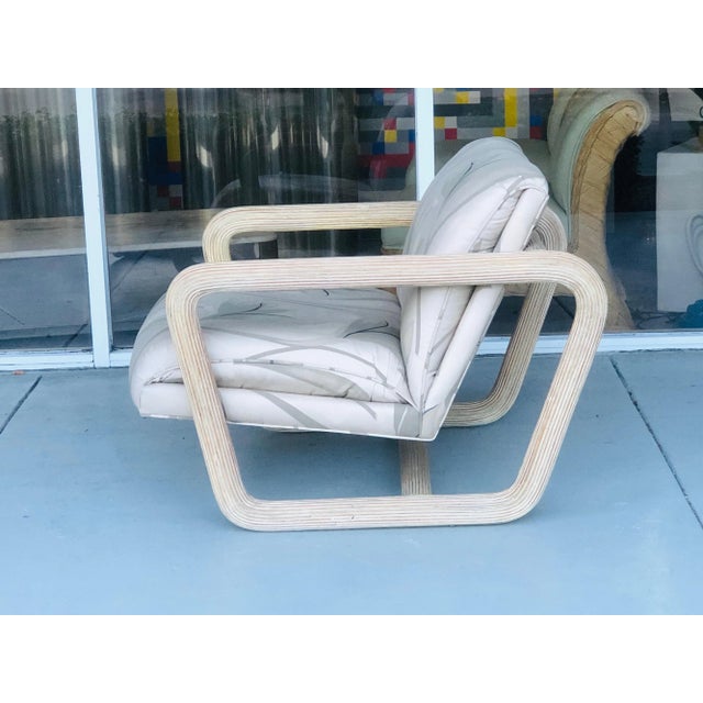 Wood 1985 Modernist Rattan Pencil Reed Lounge Chair For Sale - Image 7 of 12