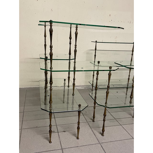 Modular Glass and Brass Etageres, Italy, 1950s, Set of 3 For Sale - Image 15 of 18