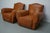 French Cognac Moustache Back Leather Club Chairs, 1950s, Set of 2 For Sale - Image 4 of 18