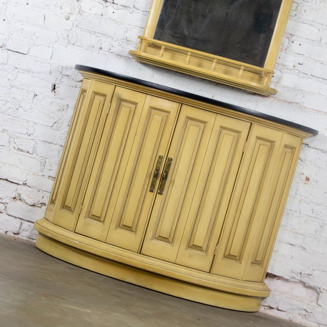 Mid to Late 20th Century Neoclassic Revival Blonde Oak Demilune Cabinet or Console and Mirror For Sale - Image 12 of 18