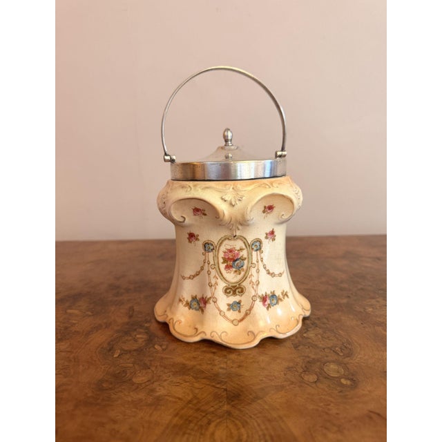 Antique Edwardian Crown Devon Biscuit Barrel, 1900 For Sale - Image 4 of 6