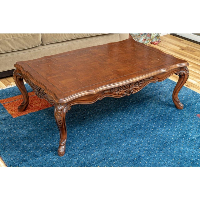 Early 20th Century Rectangular French Style Walnut Coffee Table For Sale - Image 4 of 13