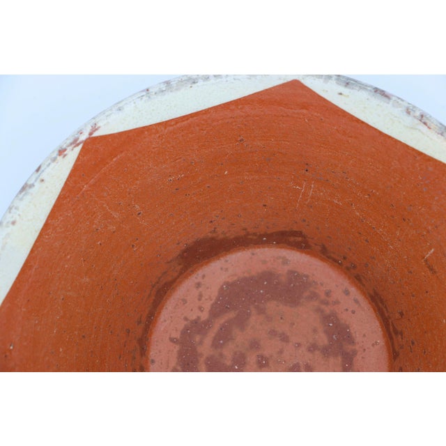 19th Century Portuguese Tan & Orange Terracotta Dairy Bowl, Earthenware For Sale - Image 10 of 11