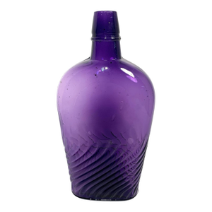 Circa 1900 Amethyst Swirl Glass Whiskey Flask Bottle