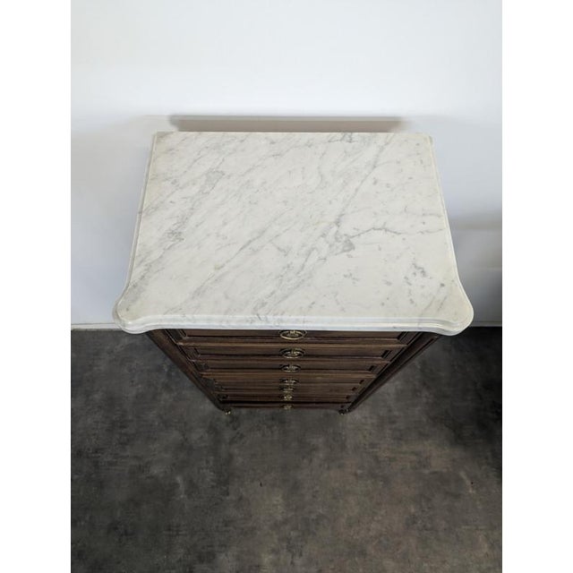 Louis XVI Style Chest of Drawers in Mahogany and Carrara Marble For Sale - Image 3 of 9