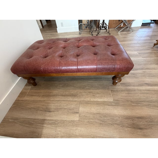 Late 20th Century Late 20th Century Tufted Leather Bench Ottoman For Sale - Image 5 of 6