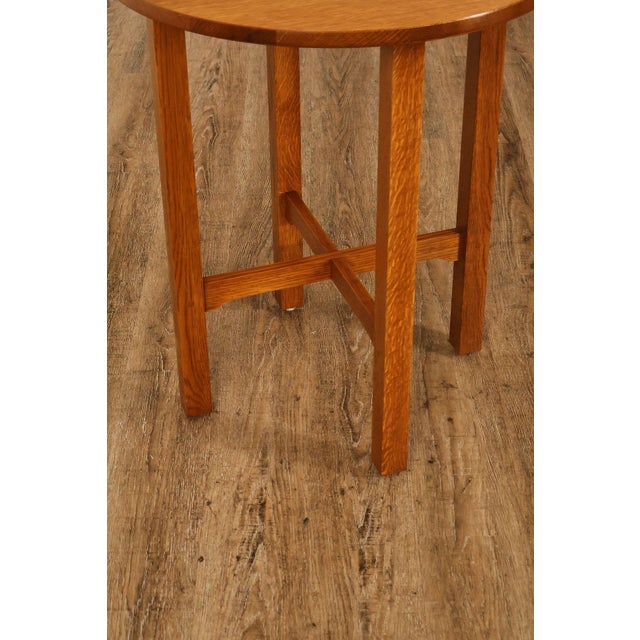Stickley Stickley Mission Ellis Inlaid Round Oak Side Table For Sale - Image 4 of 18