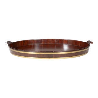 Large Regency Mahogany and Brass Banded Oyster Tray For Sale
