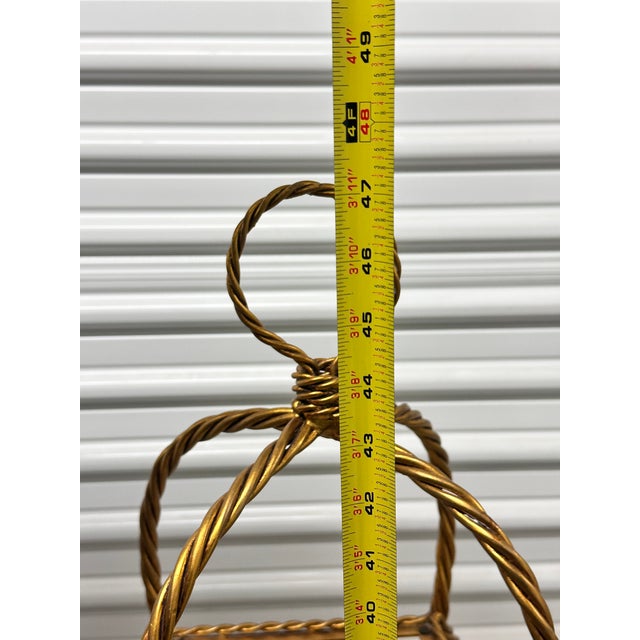 1960s Italian Hollywood Regency Gold Gilt 47" Iron Rope Tassel 3-Tier Etagere Stand For Sale In Palm Springs - Image 6 of 8