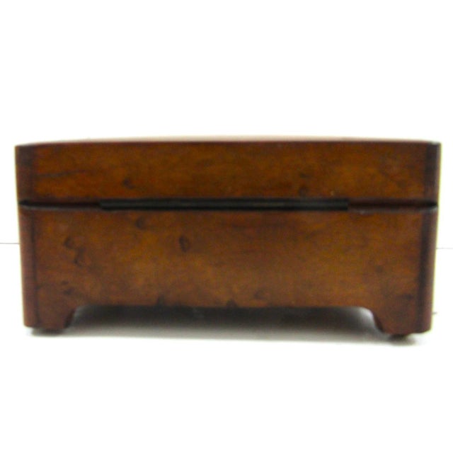 Wood Antique 19th Century Swiss Cylinder 4 Song Wooden Marquetry Inlay Music Box For Sale - Image 7 of 15
