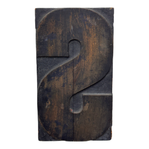 Letter "S" Woodblock Wall Hanging, Vintage