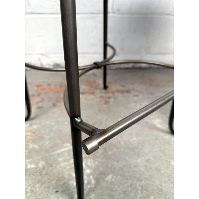Mid 20th Century Vintage Wood and Iron Barstools - Set of 2 For Sale - Image 9 of 12