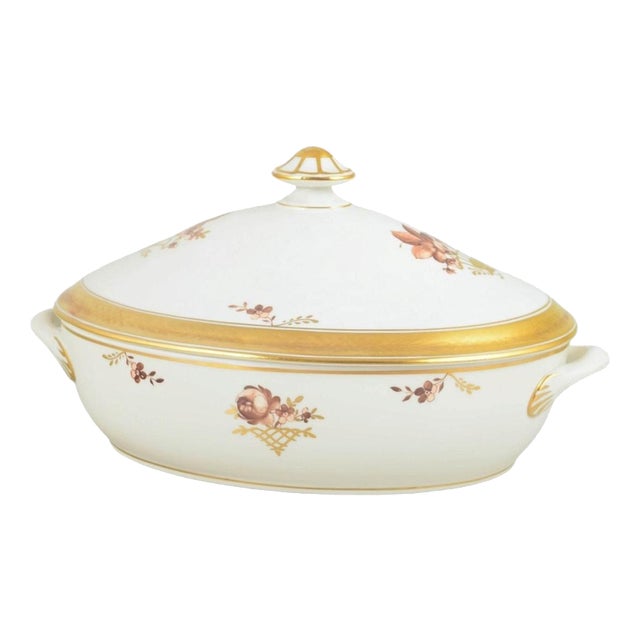 Golden Basket Oval Tureen in Porcelain by Royal Copenhagen, 1964 For Sale