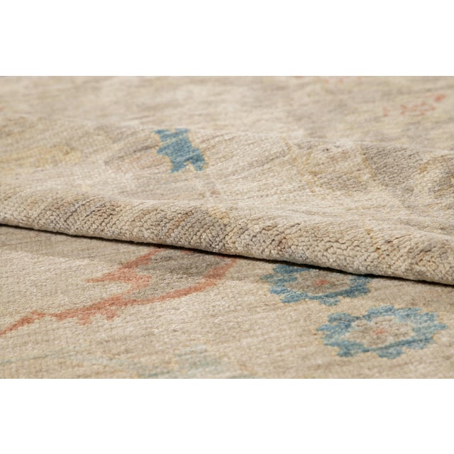 2010s Modern Sultanabad Handmade Beige Floral Wool Rug For Sale - Image 5 of 11