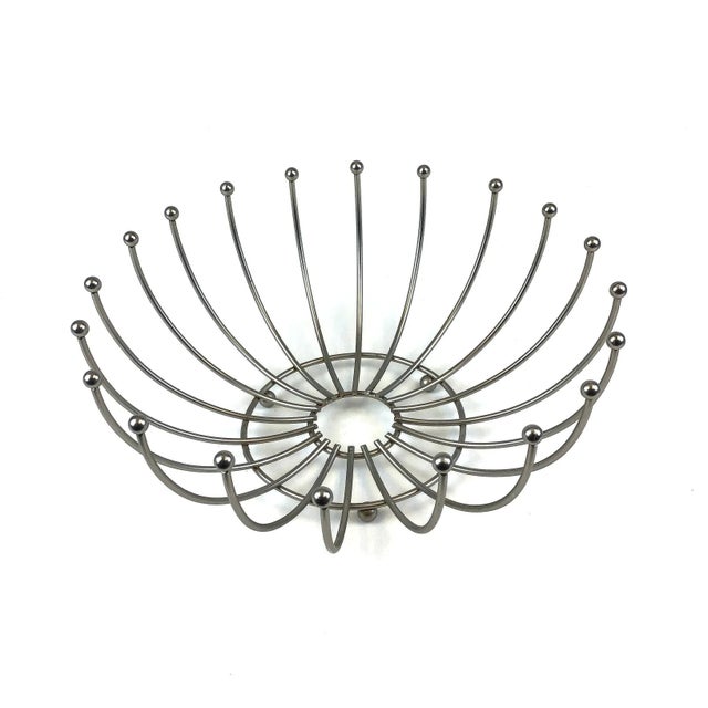Silver 1960s Mid-Century Modern Brutalist Satin Finish Steel Bread or Fruit Basket For Sale - Image 8 of 8