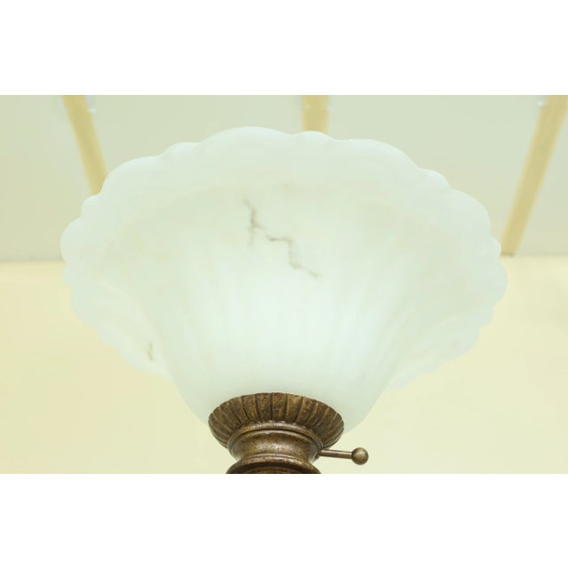 French French Style Metal Torch Lamp W. Frosted Shade For Sale - Image 3 of 6
