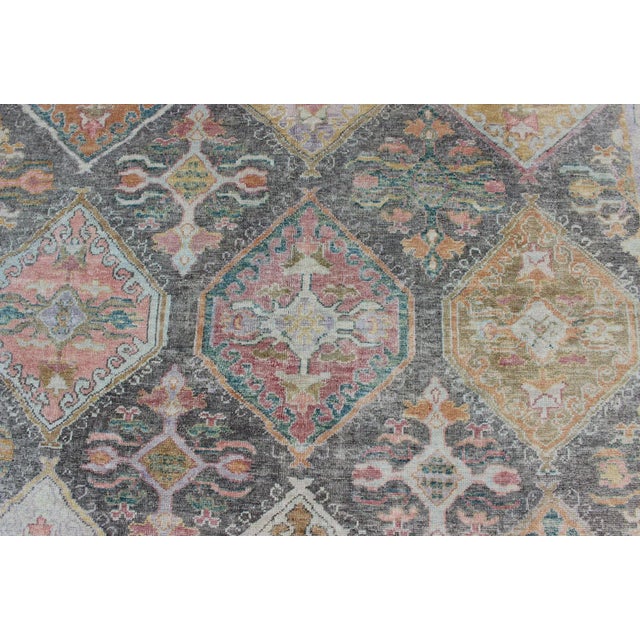 Gray Tribal All-Over Design Turkish Oushak Rug With Large Medallions For Sale - Image 8 of 13