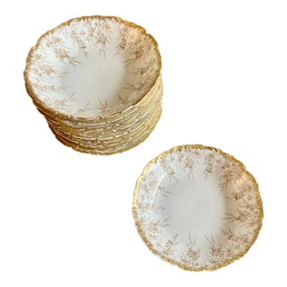 Limoges Scalloped Gilt Floral Sorbet Bowls byTresserman & Vogt, Set of 10 For Sale