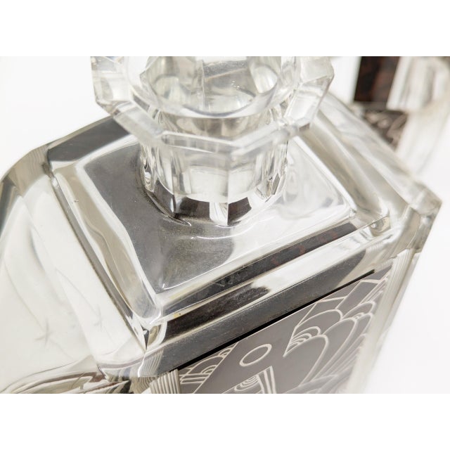 1930s Art Deco Mirrored and Grinded Glass Decanter Set attributed to Karel Palda, 1930s, Set of 7 For Sale - Image 5 of 14