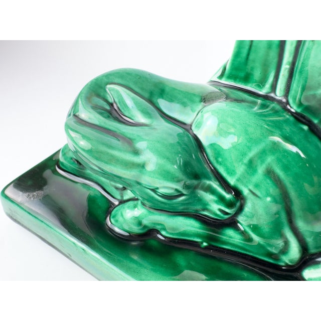 Art Deco Monumental French Art Deco Ceramic Sculpture ‘Stag, Doe & Fawn’ by Charles Lemanceau, 1930s For Sale - Image 3 of 17