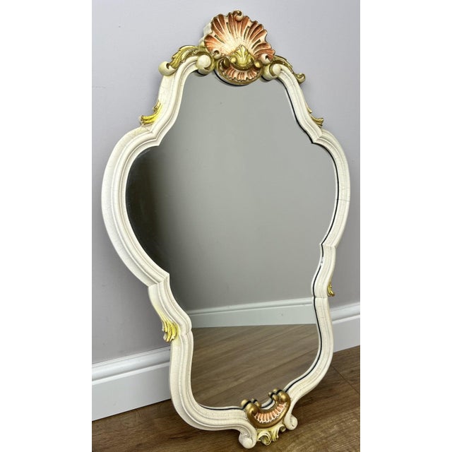 Vintage French Shabby Chic Ornate Wall Mirror For Sale - Image 9 of 11