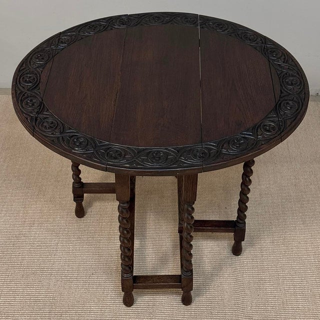 19th Century English Oak Gateleg Drop Leaf Occasional Table For Sale - Image 15 of 18