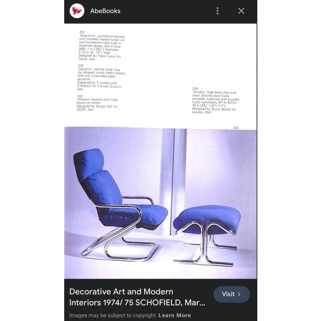 1970s Arcadia High-Back Chrome Steel Framed Chair and Ottoman Designed by Byron Botker for Landes For Sale - Image 12 of 12