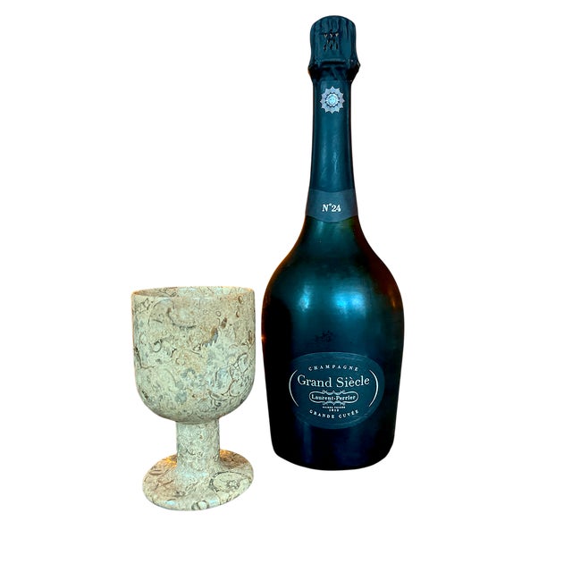 Contemporary 1970s Fossilized Italian Marble Stone Wine Goblets- Set of 4 For Sale - Image 3 of 10