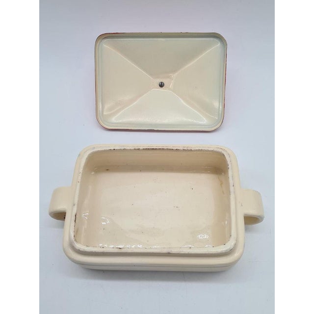 Ceramic Butter Dish with a Red Metal Lid, 1950s For Sale - Image 6 of 12