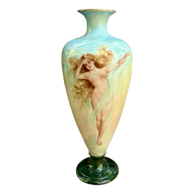 Antique Belleek Hand-Painted Porcelain Vase, Marked For Sale