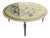 Vintage Round Brass Legged Marble Coffee Table with Painted Bouquet For Sale