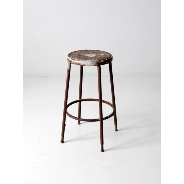 Vintage Industrial Metal Stool For Sale - Image 10 of 10