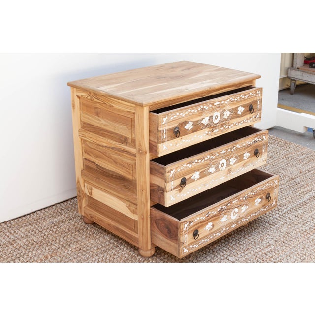 Pair of Reclaimed Teak Mother of Pearl Inlay Dressers For Sale - Image 10 of 12