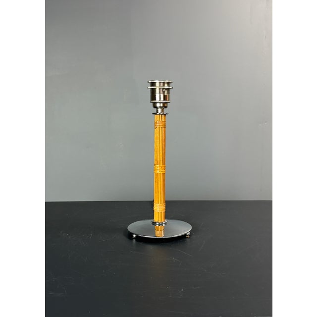 Pencil Reed Rattan Bamboo and Chrome Table Lamps, 1980s, Set of 2 For Sale - Image 16 of 18
