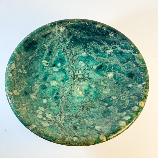Traditional Vintage Green Stone Pedestal Bowl For Sale - Image 3 of 5