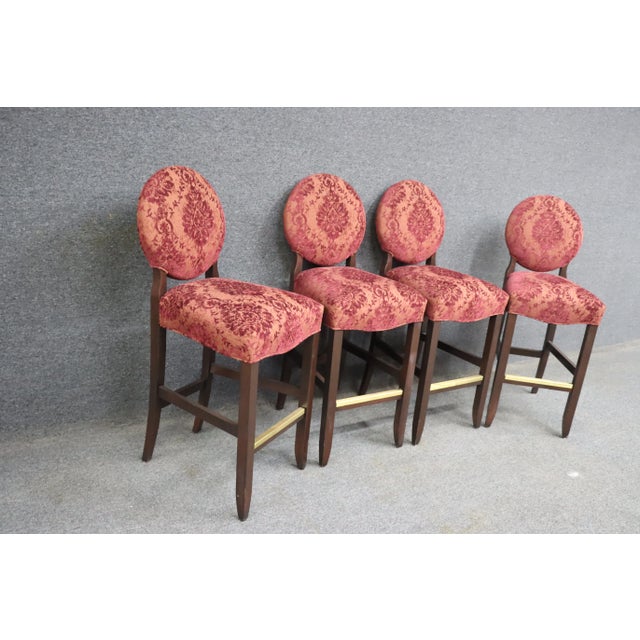 Roundback Damask Upholstered Barstools/4 For Sale In Philadelphia - Image 6 of 10
