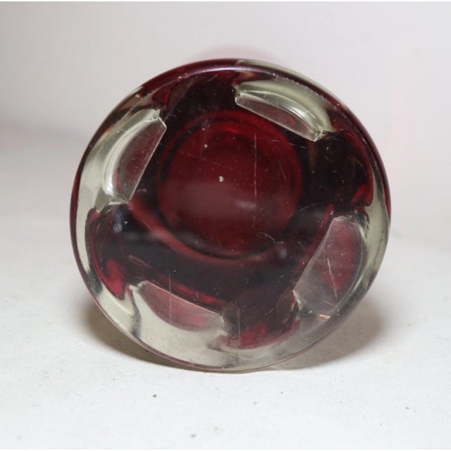 Large Vintage Hand Blown Red Clear Murano Venetian Figural Glass Perfume Bottle For Sale - Image 11 of 12