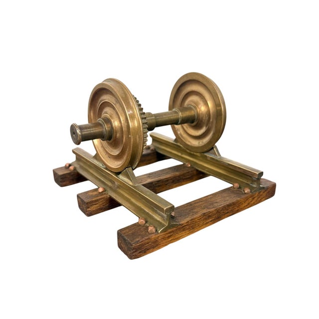 Vintage Brass Railway Wheelset Display Model Paper Press, 1920s For Sale - Image 6 of 10