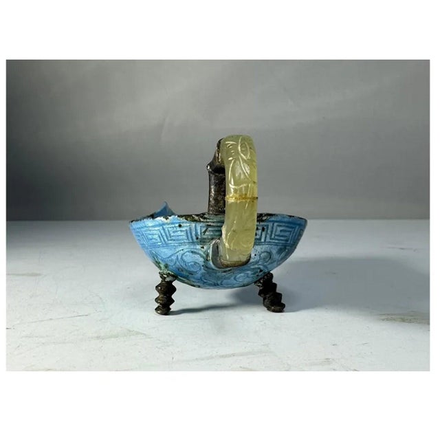 Antique Chinese Cloisonne Scoop: Jade Handle, Qing Dynasty For Sale - Image 6 of 10