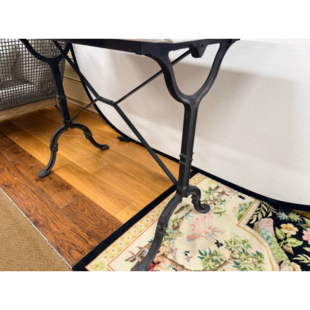 Antique French Marble Top Baker’s Pastry Table With Cast Iron Base For Sale - Image 4 of 7