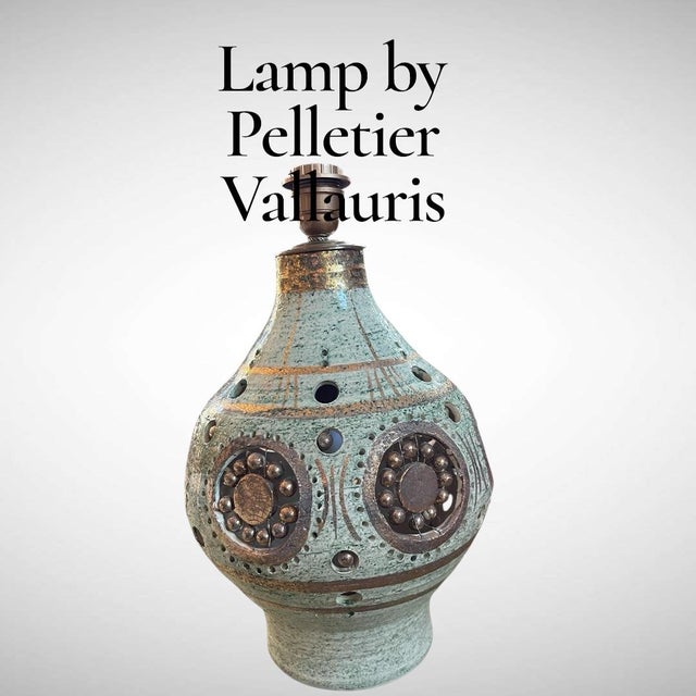 Studio Pottery Ceramic Lamp by Georges Pelletier, 1970s, in Very Good conditions. Designed 1970 to 1979 This piece has an...
