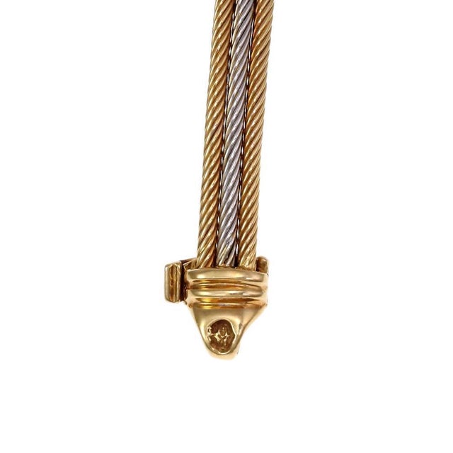 Diamond 18k Tri Color Gold 3 Rows Section Link Necklace For Sale - Image 4 of 6