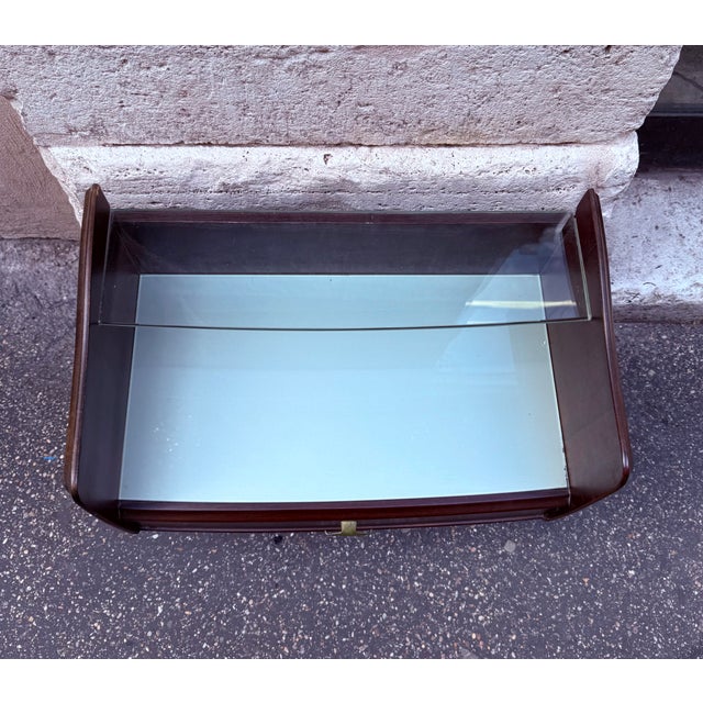 Brown Mid-Century Italian Mahogany Nightstands with Painted Glass, 1960s, Set of 2 For Sale - Image 8 of 10