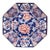 1970s Chinoiserie Toyo Japan Octagonal Imari-Style Blue and Pink Floral & Bird Platter / Charger For Sale